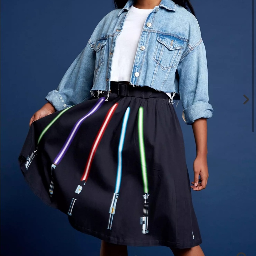 Black Lightsaber Print Skirt - Women